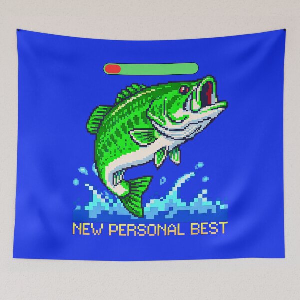 Item preview, Retro 8-Bit Bass Fishing Gamer Shirt | New Personal Best High Score Gift for Dad & Fishermen designed and sold by Teeshart.