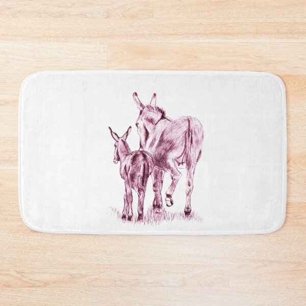 Item preview, Drawing of a donkey and a foal walking away - pink colored version designed and sold by SylvieG18.