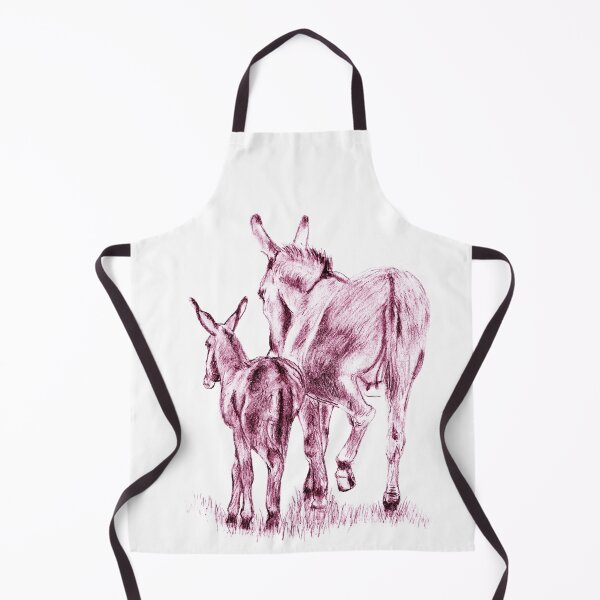 Item preview, Drawing of a donkey and a foal walking away - pink colored version designed and sold by SylvieG18.