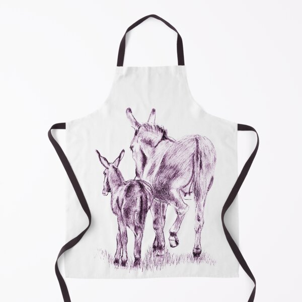 Item preview, Drawing of a donkey and a foal walking away - purple colored version designed and sold by SylvieG18.