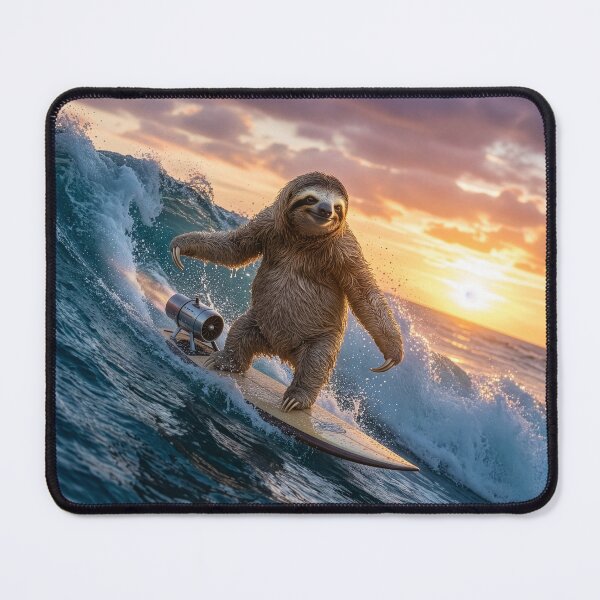 Item preview, Surfin' Sloth Feels the Stoke on Rocket Surfboard designed and sold by Tridentulus.