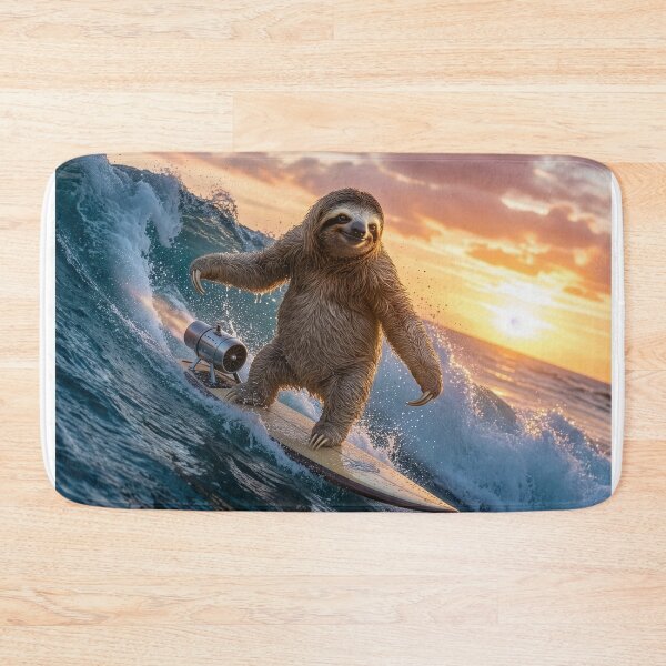 Item preview, Surfin' Sloth Feels the Stoke on Rocket Surfboard designed and sold by Tridentulus.