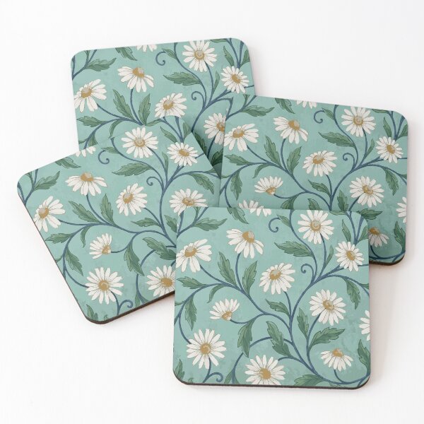 Item preview, Vintage Daisy Vine Floral Pattern - Art Nouveau Teal & White Botanical designed and sold by DeeLulu.