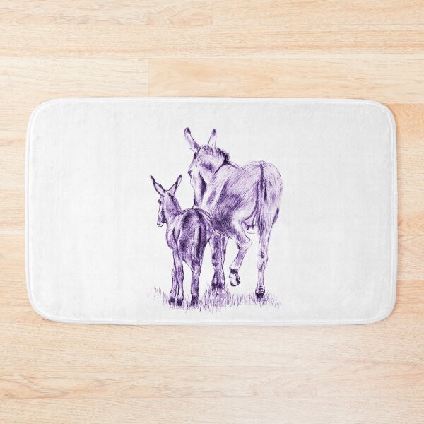 Item preview, Drawing of a donkey and a foal walking away - purple-blue colored version designed and sold by SylvieG18.