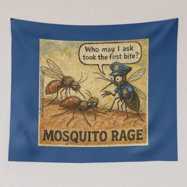 Item preview, Mosquito Rage – Americana Watercolor Cartoon Humor designed and sold by Rick London Gifts.