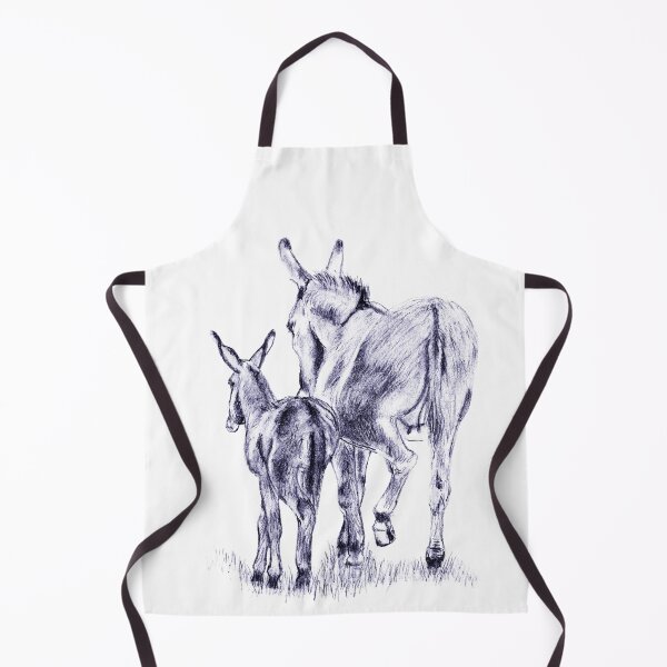 Item preview, Drawing of a female donkey and her foal walking away - navy blue colored version designed and sold by SylvieG18.