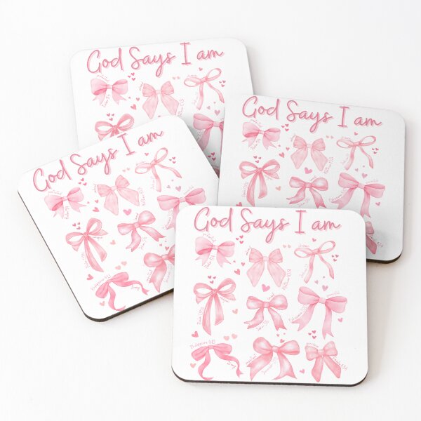 Item preview, God Says I Am Christian Typography – Pink Bow Bible Verse Design, Inspirational Faith Art, Encouraging Gift for Women and Girls designed and sold by WhimsyBunnyGarden.