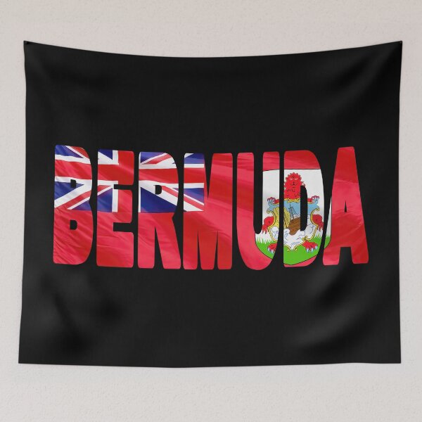 Item preview, BERMUDA - Flag Flying in Wind cut to Letters Souvenir Sticker Shirt designed and sold by Adam Gormley.