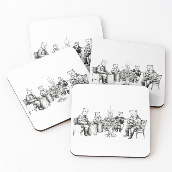 Item preview, Band with Paper Bags on Heads Playing Music Around a Christmas Tree designed and sold by Naux | Design & Illustration.