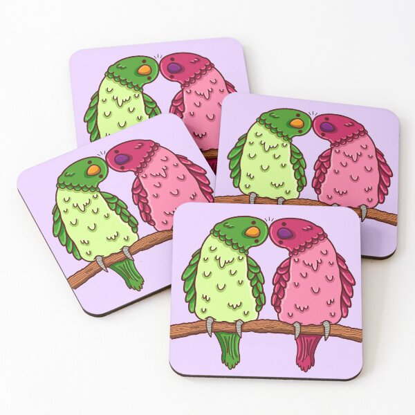 Item preview, Pink and Green Lovebirds designed and sold by SimplyCraftsBySam.