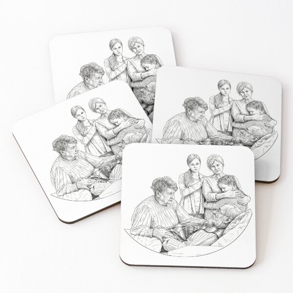 Item preview, Concerned Family Gathered Around Old Man in Hospital Bed designed and sold by Naux | Design & Illustration.