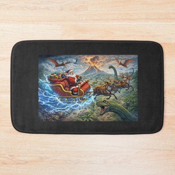 Item preview, Santa vs. Dinosaurs – Time Traveling Santa in the Jurassic Period designed and sold by RollFuzzy.
