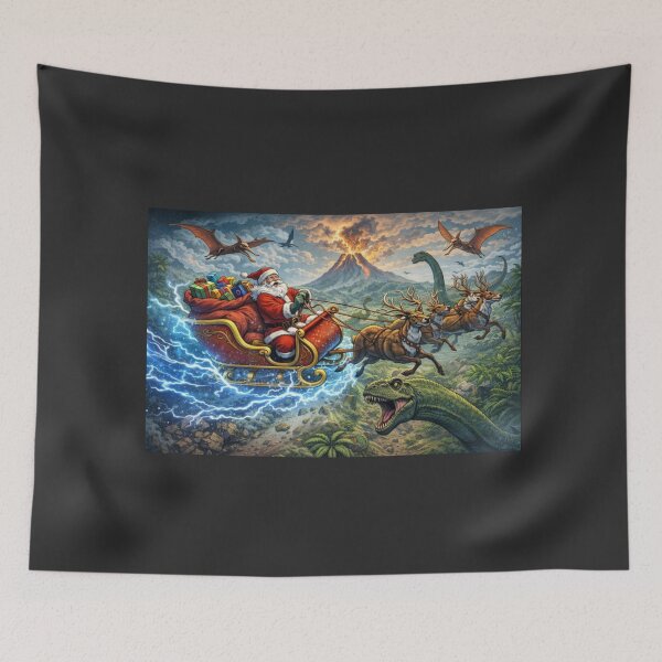 Item preview, Santa vs. Dinosaurs – Time Traveling Santa in the Jurassic Period designed and sold by RollFuzzy.