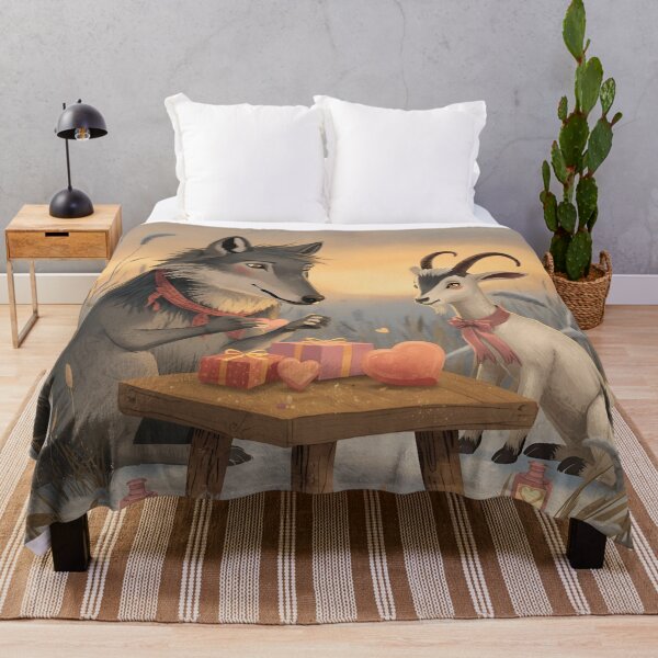 Item preview, Valentine’s Maned Wolf & Goat Couple • Whimsical Meadow Heart Prep Art designed and sold by WildlifeWhimsy.