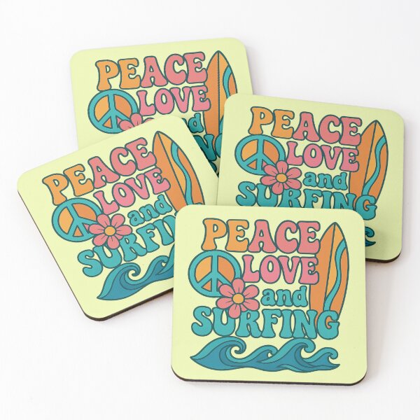 Item preview, Peace, Love and Surfing - colourful retro designed and sold by Andykinoz.