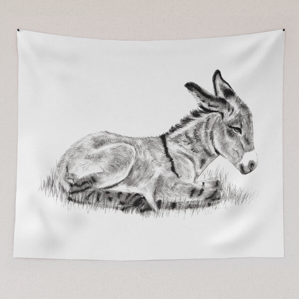 Item preview, Drawing of a reclining donkey - graphite version designed and sold by SylvieG18.