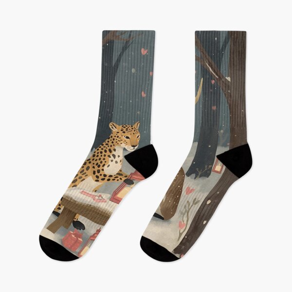 Item preview, Valentine’s Leopard & Deer Couple • Whimsical Forest Heart Prep Art designed and sold by WildlifeWhimsy.
