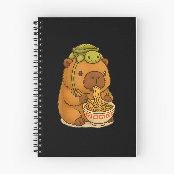 Aperçu de l'œuvre Ramen mignon capybara et tortue Kawaii créée et vendue par pradasdemtrep.