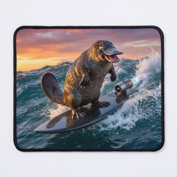 Item preview, Duckbill Platypus Shreds a Wave on Rocket Surfboard designed and sold by Tridentulus.