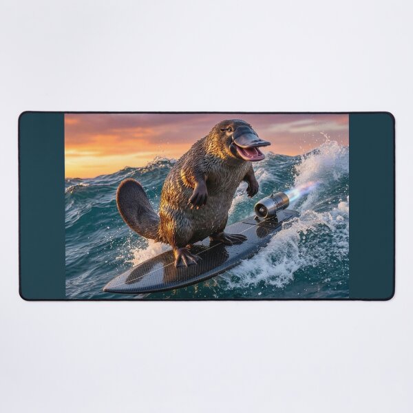 Item preview, Duckbill Platypus Shreds a Wave on Rocket Surfboard designed and sold by Tridentulus.