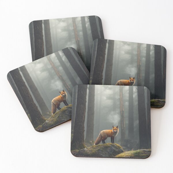 Item preview, Silent Watcher Red Fox in a Misty Forest Art Print designed and sold by Element Horizon Studio.