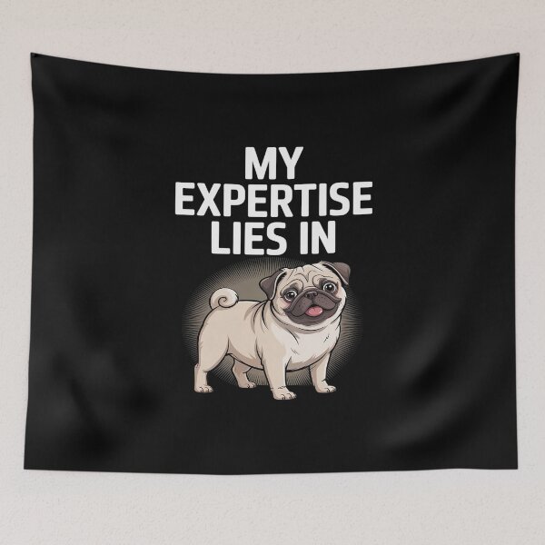 Item preview, My Expertise Lies in Pugs Small Dog Breed Wrinkly Face Round designed and sold by skanderio.