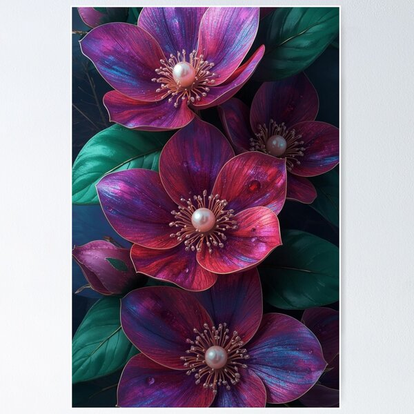 Item preview, Luxe Royal Purple Floral Pearl Design designed and sold by LakLuxe studio .