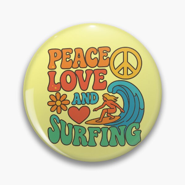Item preview, Peace, Love and Surfiing -colourful retro style designed and sold by Andykinoz.