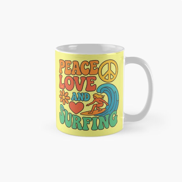 Item preview, Peace, Love and Surfiing -colourful retro style designed and sold by Andykinoz.