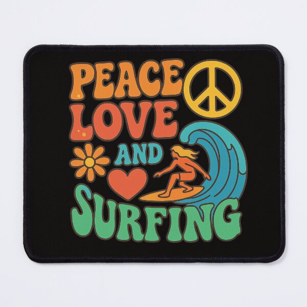 Item preview, Peace, Love and Surfiing -colourful retro style designed and sold by Andykinoz.