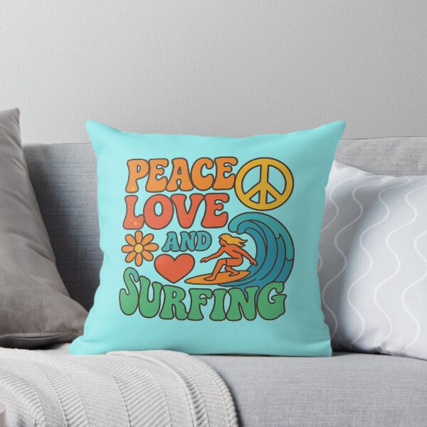 Item preview, Peace, Love and Surfiing -colourful retro style designed and sold by Andykinoz.