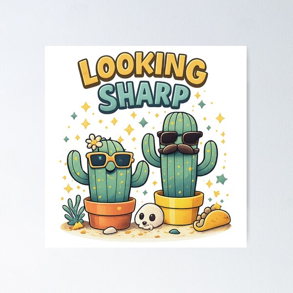Item preview, Looking Sharp – Funny Cactus Illustration Design designed and sold by Memorph.