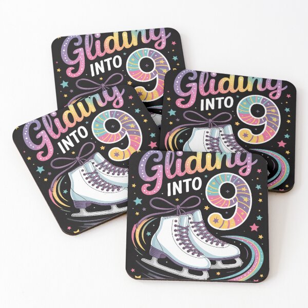 Item preview, Kids Gliding Into 9 Years Let's Skate I'm 9 Ice Skate Party designed and sold by sonlylya.