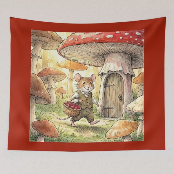 Item preview, Mouse Brings Raspberries to His Mushroom House designed and sold by Tridentulus.