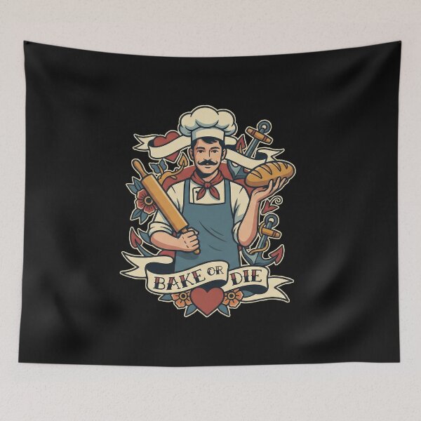 Item preview, Bake Or Die - Funny Traditional Tattoo Style Baker Chef Art designed and sold by AdyKurniawan.