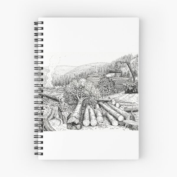 Item preview, Deforestation Scene with Chainsaw, Pile of Logs, and Logging Machine designed and sold by Naux | Design & Illustration.