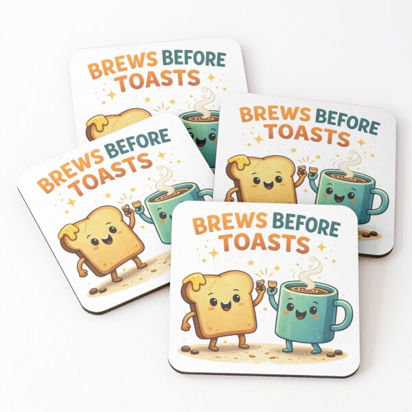 Item preview, Brews Before Toasts – Funny Coffee & Toast Illustration designed and sold by Memorph.