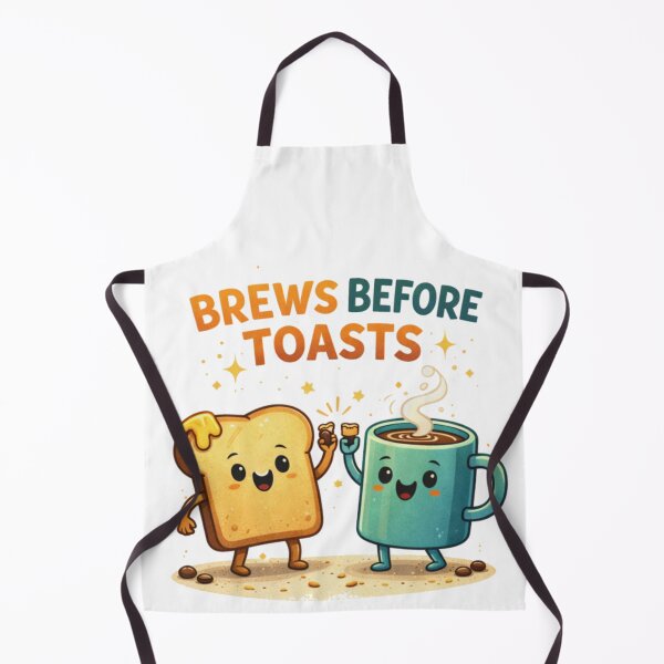 Item preview, Brews Before Toasts – Funny Coffee & Toast Illustration designed and sold by Memorph.