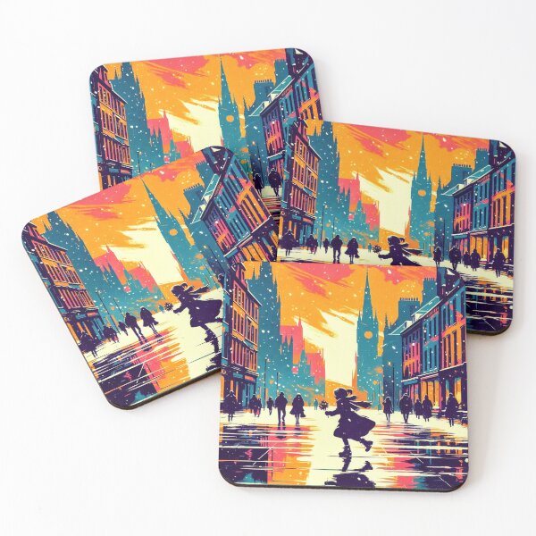 Item preview, Dancing Through the City Glow – Colorful Urban Winter Art designed and sold by Okmanoo.