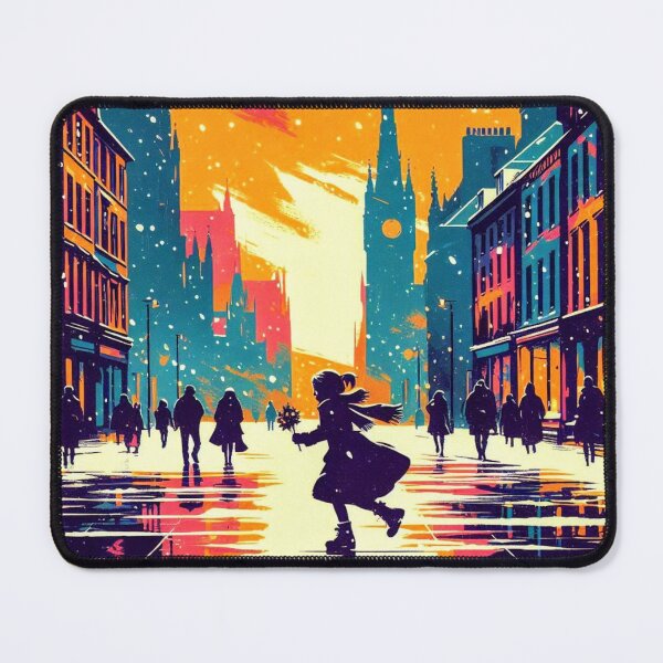Item preview, Dancing Through the City Glow – Colorful Urban Winter Art designed and sold by Okmanoo.