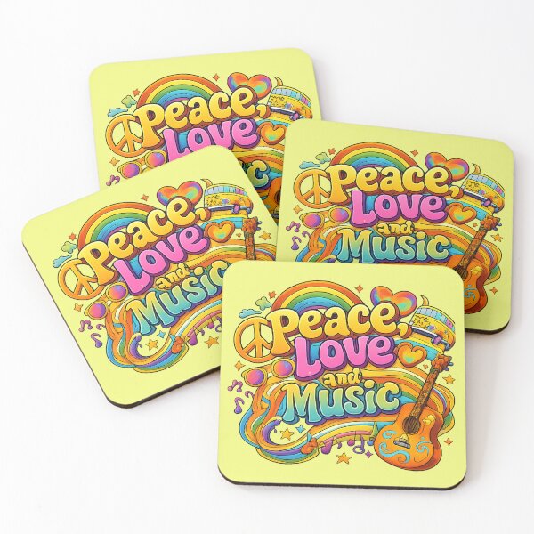 Item preview, Peace, Love and Music -colourful retro style designed and sold by Andykinoz.
