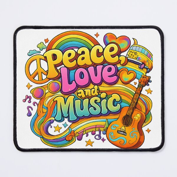Item preview, Peace, Love and Music -colourful retro style designed and sold by Andykinoz.