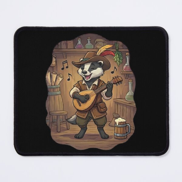 Item preview, Whimsical Badger Bard Tavern Musician Lute Player designed and sold by k3rstman1.