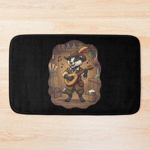 Item preview, Whimsical Badger Bard Tavern Musician Lute Player designed and sold by k3rstman1.