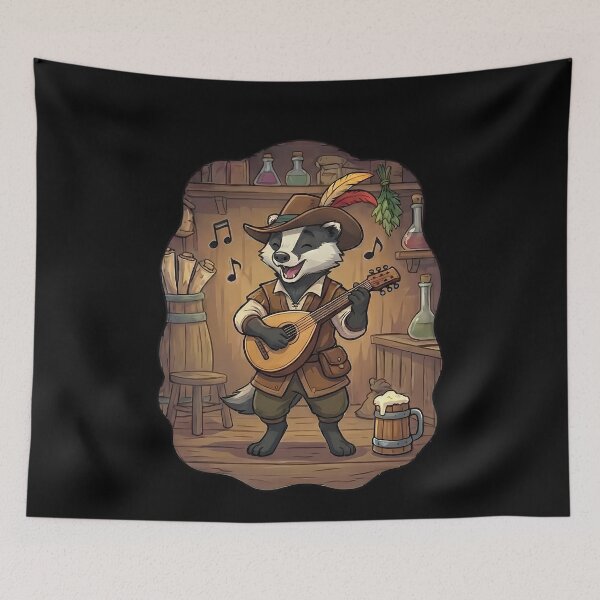 Item preview, Whimsical Badger Bard Tavern Musician Lute Player designed and sold by k3rstman1.
