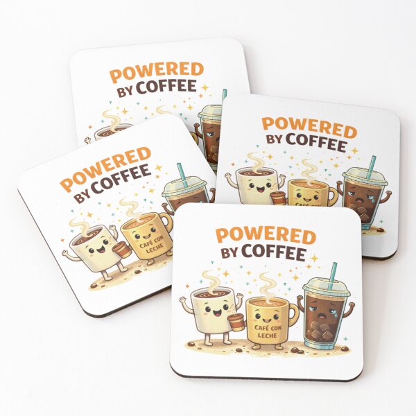 Item preview, Powered by Coffee – Funny Coffee Characters Illustration designed and sold by Memorph.