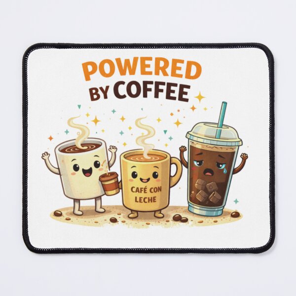 Item preview, Powered by Coffee – Funny Coffee Characters Illustration designed and sold by Memorph.