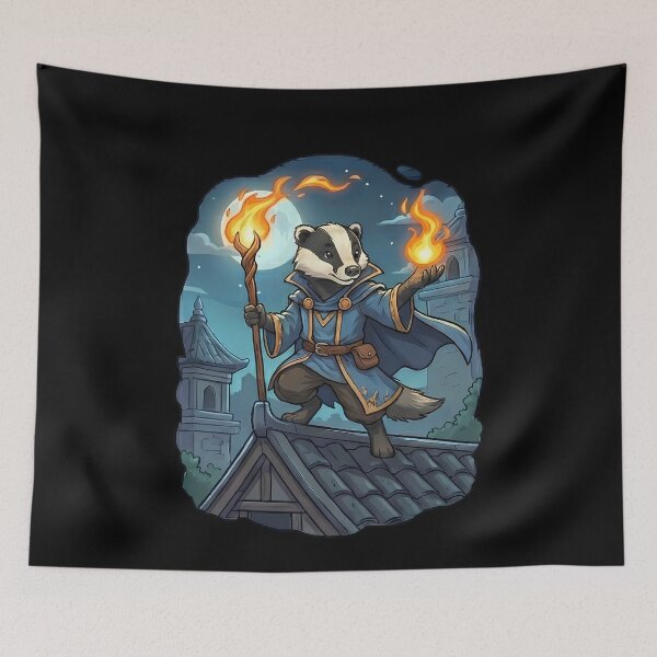 Item preview, Enchanting Badger Wizard Rooftop Magic designed and sold by k3rstman1.