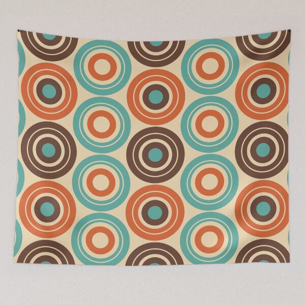 Item preview, Retro Mid-Century Modern Geometric Circles Pattern - Vintage 70s Earth Tones designed and sold by DeeLulu.