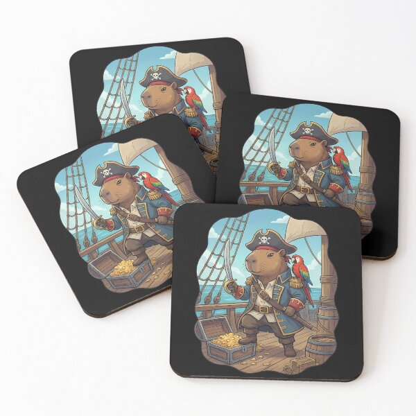 Item preview, Capybara Pirate Captain Parrot Treasure Ship Adventure designed and sold by k3rstman1.